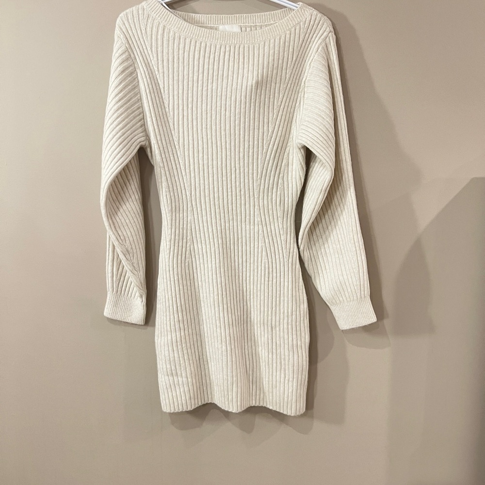 H&M Cream Long Sleeve Knit Dress